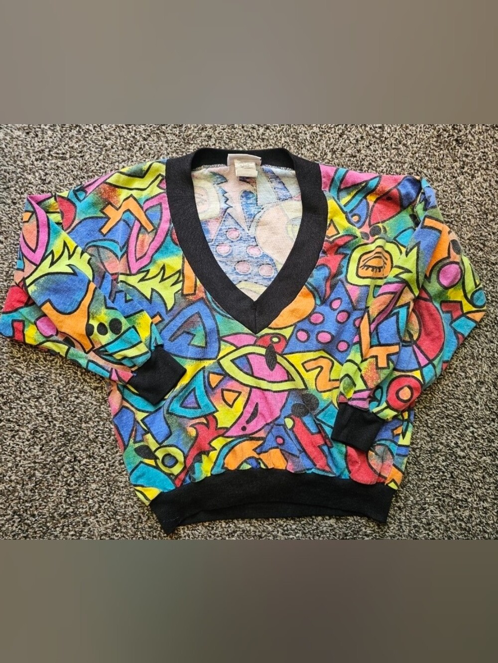 Vintage 80s Kids Knitwaves Colorful Sweatshirt sz Small